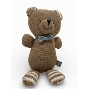 Living Textiles Australia Knitted Toy Brooklyn Bear Brown Baby Cotton Shell